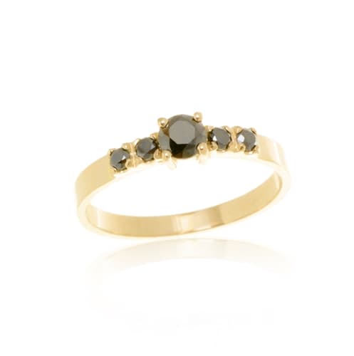 Zlatý prsten s černými diamanty-brilianty BP0115F + DÁREK ZDARMA