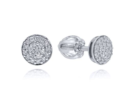 Naušnice z bílého zlata pecičky/kolečka s diamanty BN0042F + DÁREK ZDARMA