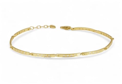 Elegantní zlatý článkový náramek s diamanty DNA009F + dárek zdarma