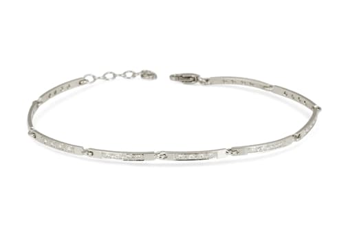 Elegantní článkový náramek z bílého zlata s diamanty DNA010F + dárek zdarma