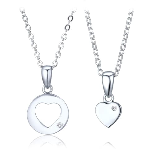 Set stříbrných náhrdelníků se srdíčkem matka + dcera JMAS0316SN00 + dírek zdarma