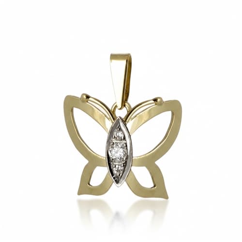 Zlatý přívěšek motýlek s diamanty BZ0010F + DÁREK ZDARMA