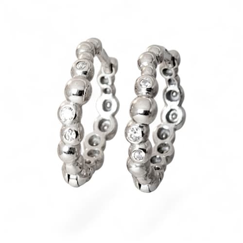 Stříbrné naušnice kruhy s kuličkami 14,5 mm STNAU2223F