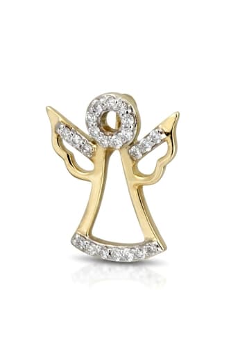 Zlatý přívěšek andílek s přírodními diamanty BZ0018F + dárek zdarma