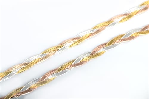 Stříbrný proplétaný náhrdelník tříbarevný 50 cm STRR0651F + dárek zdarma