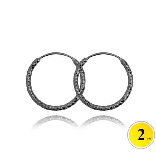 Černé broušené stříbrné náušnice kruhy 20 mm JMAN0392BE02