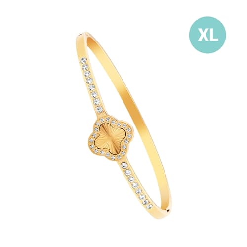 Zlacený náramek čtyřlístek z chirurgické oceli se zirkony JGB38GXL