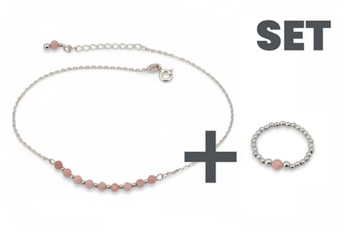 Set stříbrného náramku a prstenu na nohu 7 Angelic Eyes s Rodonity STNA0930F + dárek zdarma — ZlatnictviNoemi.cz