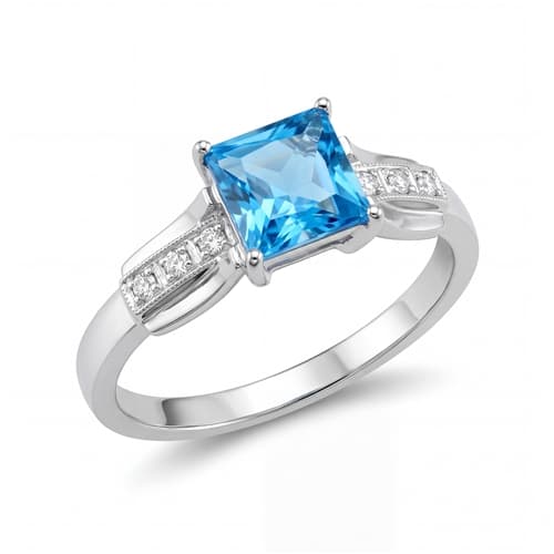 Zlatý prsten s topazem a diamanty 0034 — ZlatnictviNoemi.cz