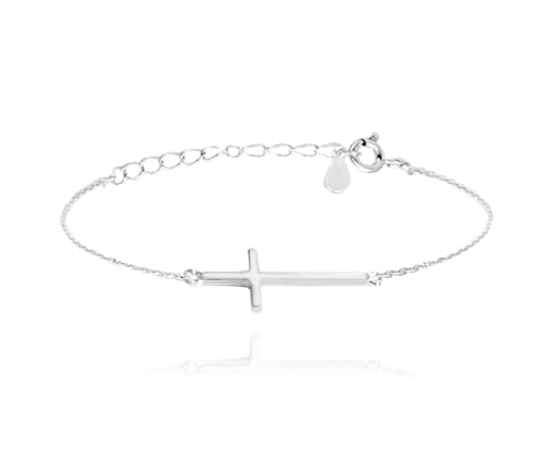 Dámský stříbrný náramek s křížkem JMAS0062SB16 16-19 cm