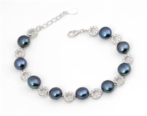 Stříbrný náramek z pravých sladkovodních perel STNA0442F + dárek zdarma
