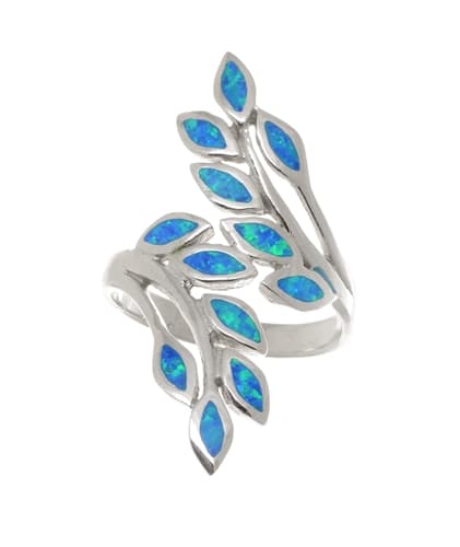 Široký stříbrný prsten s modrými opály STRP0405F + dárek zdarma