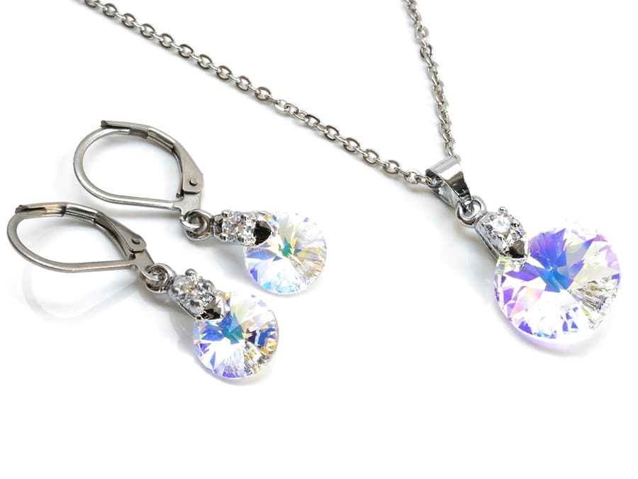 Ocelová souprava s krystalem Swarovski kruh Stellia, 55 cm — Aranys.cz