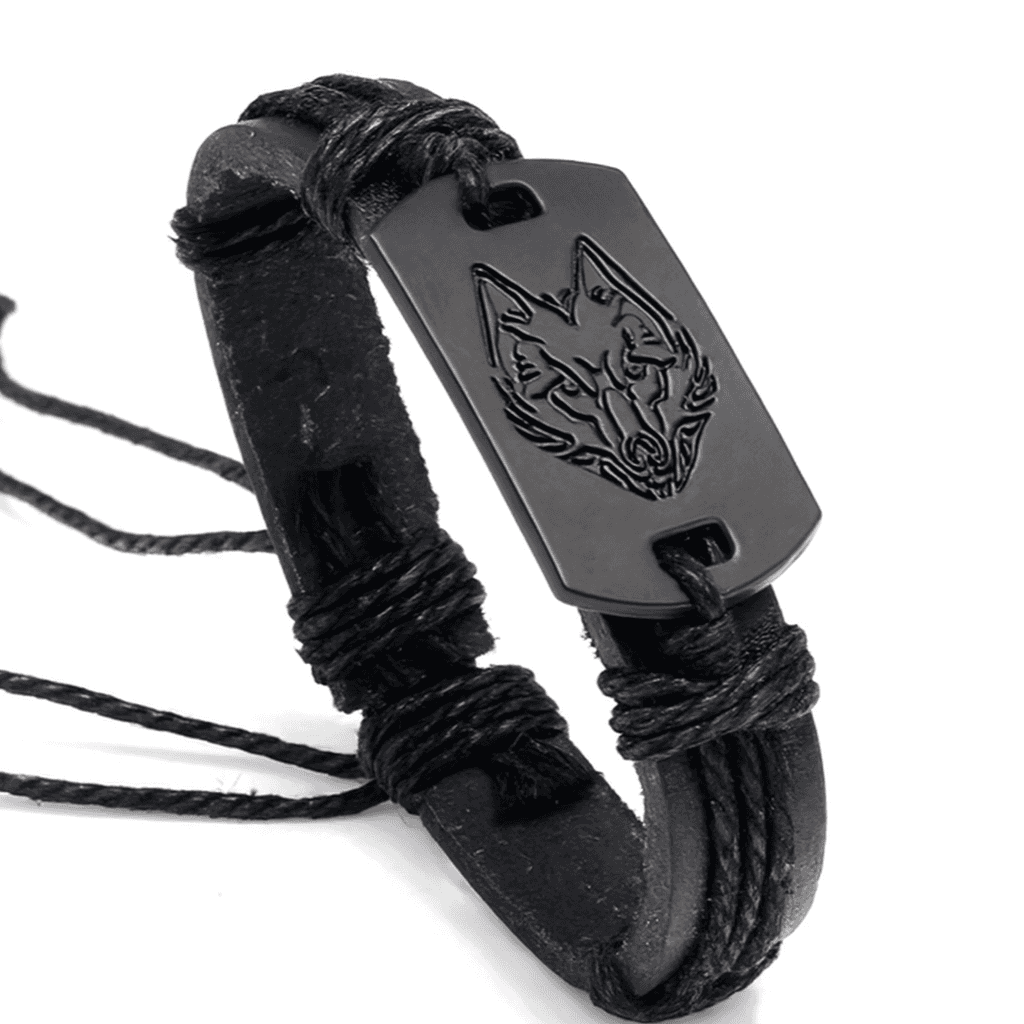 Kožený náramek s vlkem Ragnar — Aranys.cz