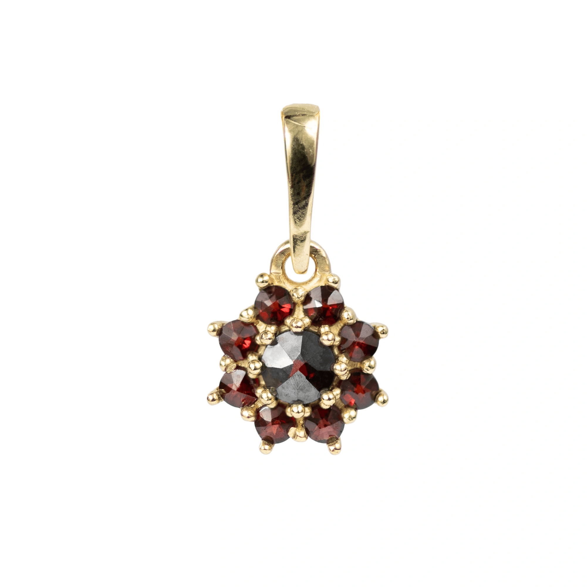 Zlatý přívěsek květ s českým granátem Rosewood — Aranys.cz