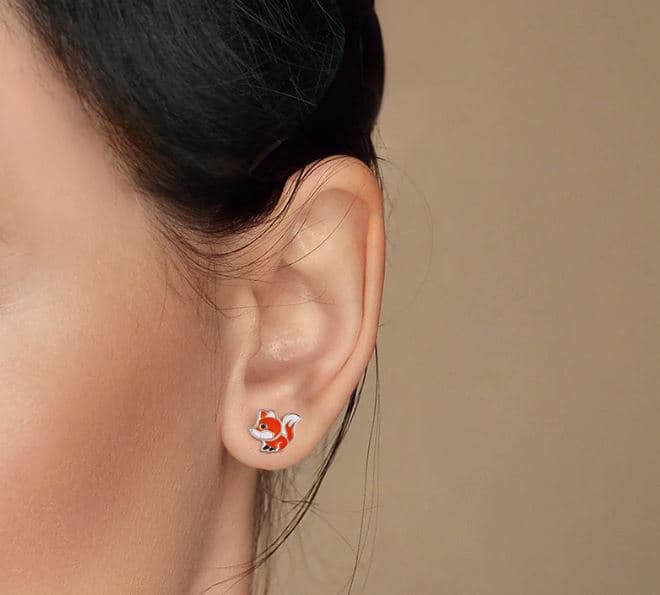 Stříbrné náušnice liška Foxy — Aranys.cz
