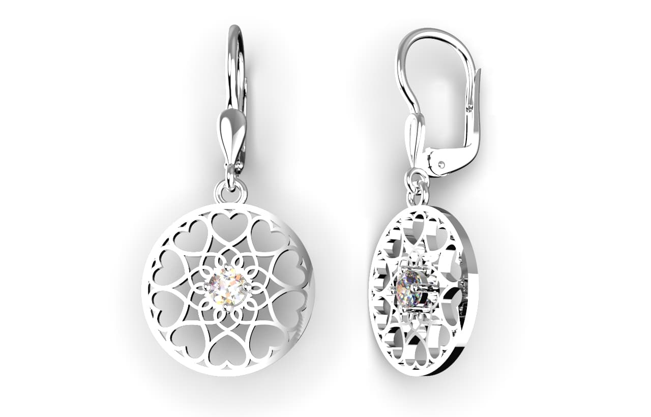 Stříbrné náušnice mandala Viviene, Čirý zirkon — Aranys.cz