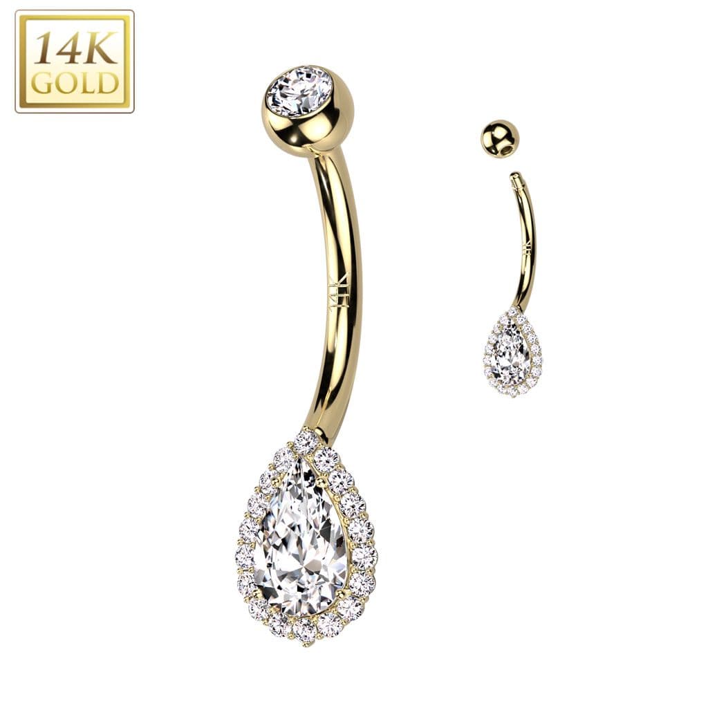 Zlatý piercing do pupíku - kapka, Au 585/1000 — Marre.cz