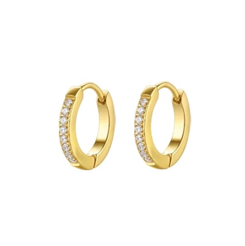Náušnice Luca Barra pozlacené kroužky z chirurgické oceli s krystaly 13 mm OK1553 — ZlatnictviNoemi.cz